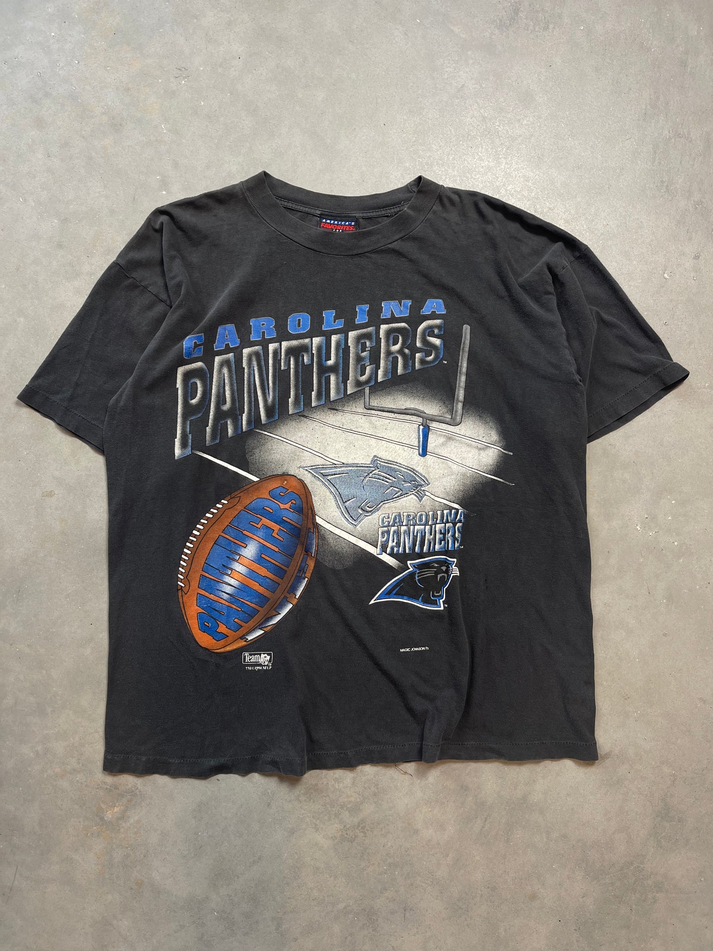 1994 Carolina Panthers Vintage NFL Tee by Magic Johnson Tees (Boxy XL)