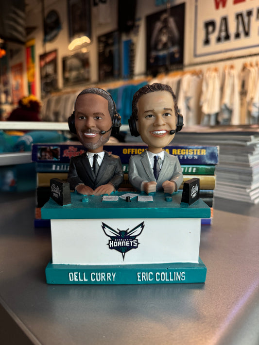 2022 Charlotte Hornets Eric Collins Dell Curry NBA Analysts Bobblehead - Brand New In Box