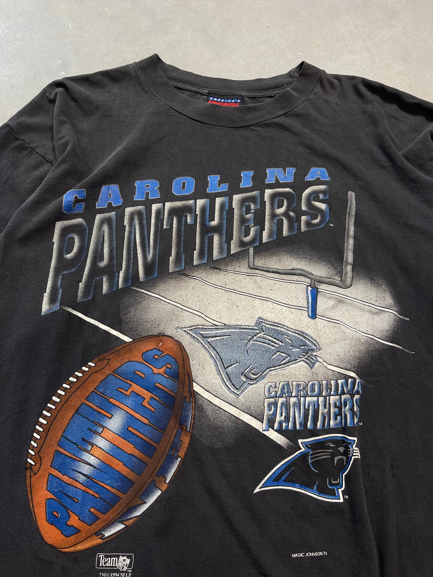 1994 Carolina Panthers Vintage NFL Tee by Magic Johnson Tees (Boxy XL)