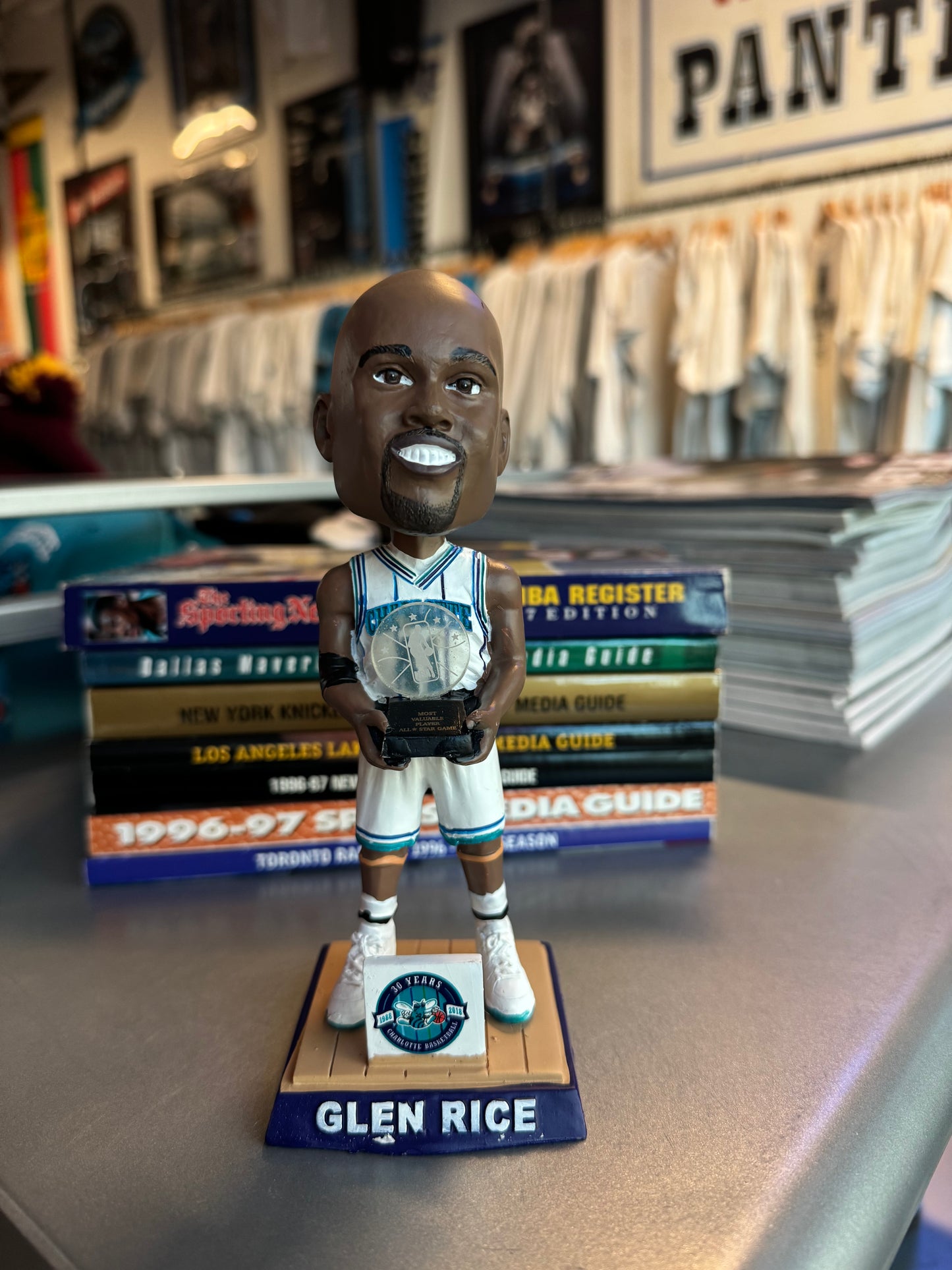 2018 Charlotte Hornets Glen Rice 30th Anniversary All Star Game MVP Trophy NBA Bobblehead - Brand New In Box