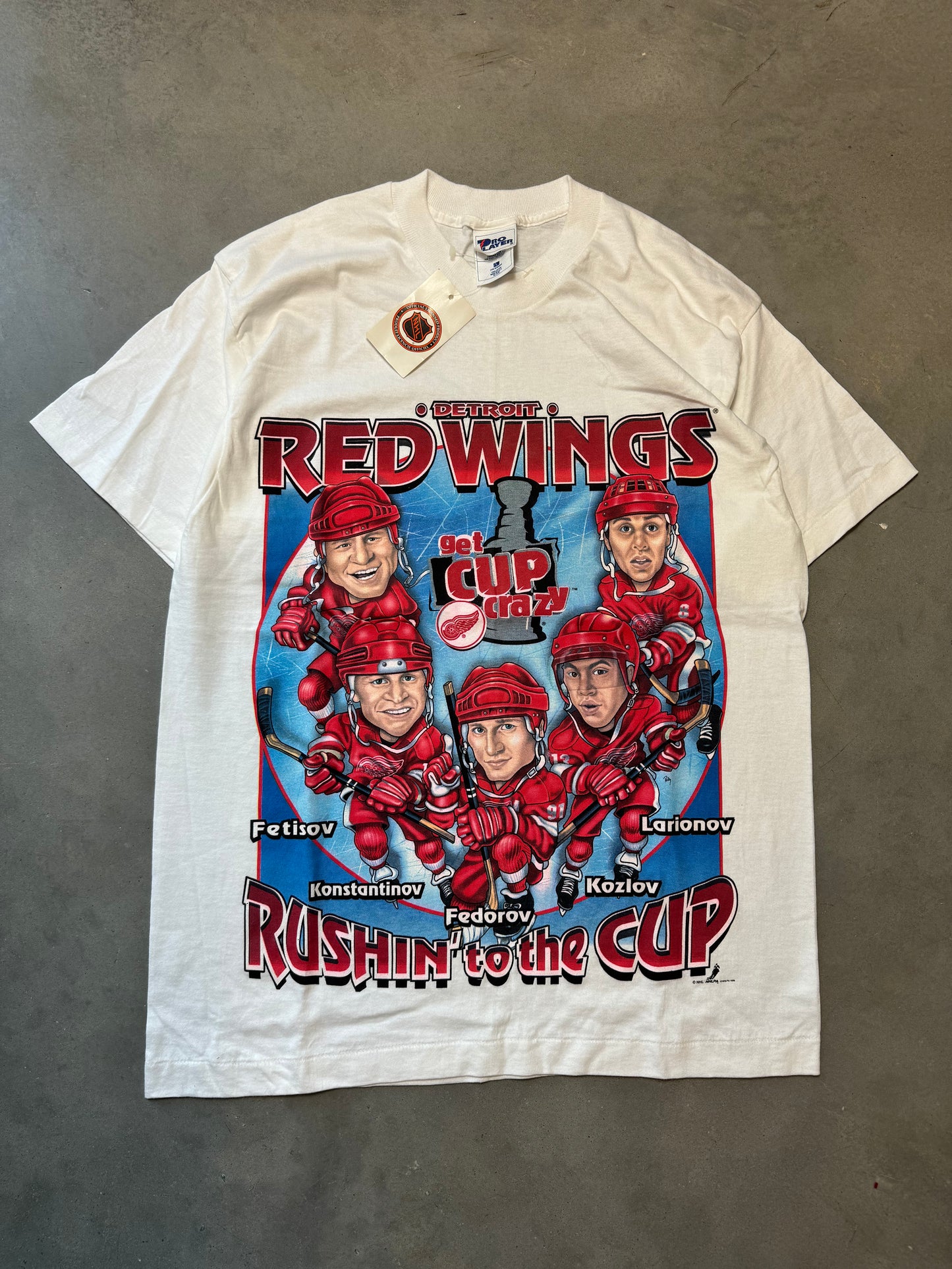 1996 Detroit Red Wings “Rushin’ to the Cup” Vintage NHL Tee - Deadstock (Large)