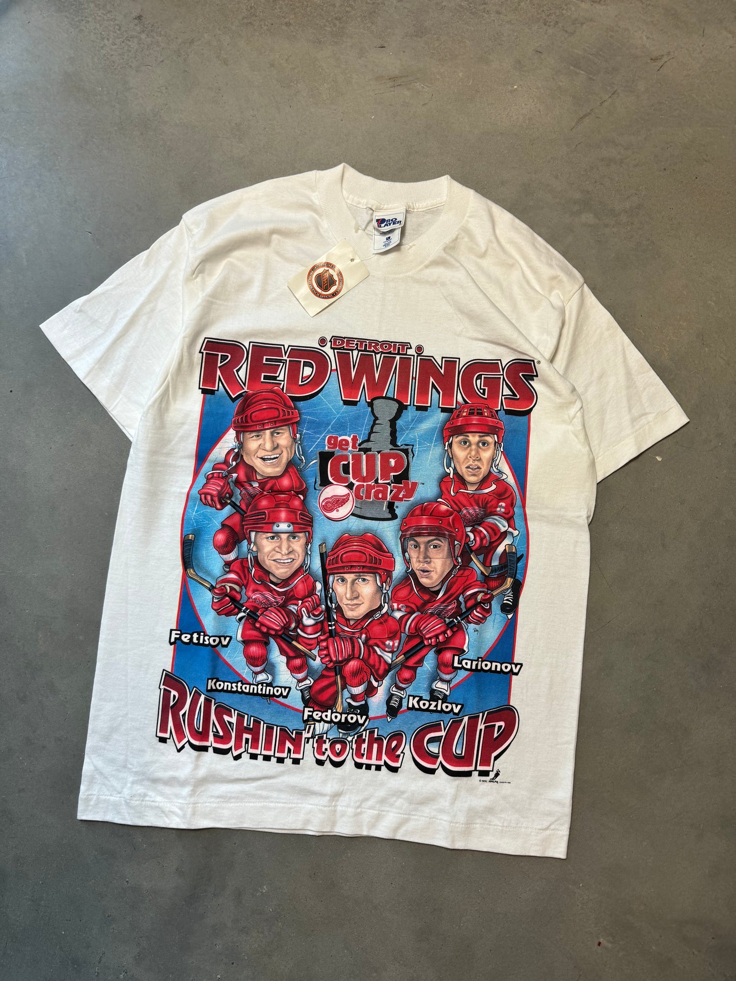 1996 Detroit Red Wings “Rushin’ to the Cup” Vintage NHL Tee - Deadstock (Large)