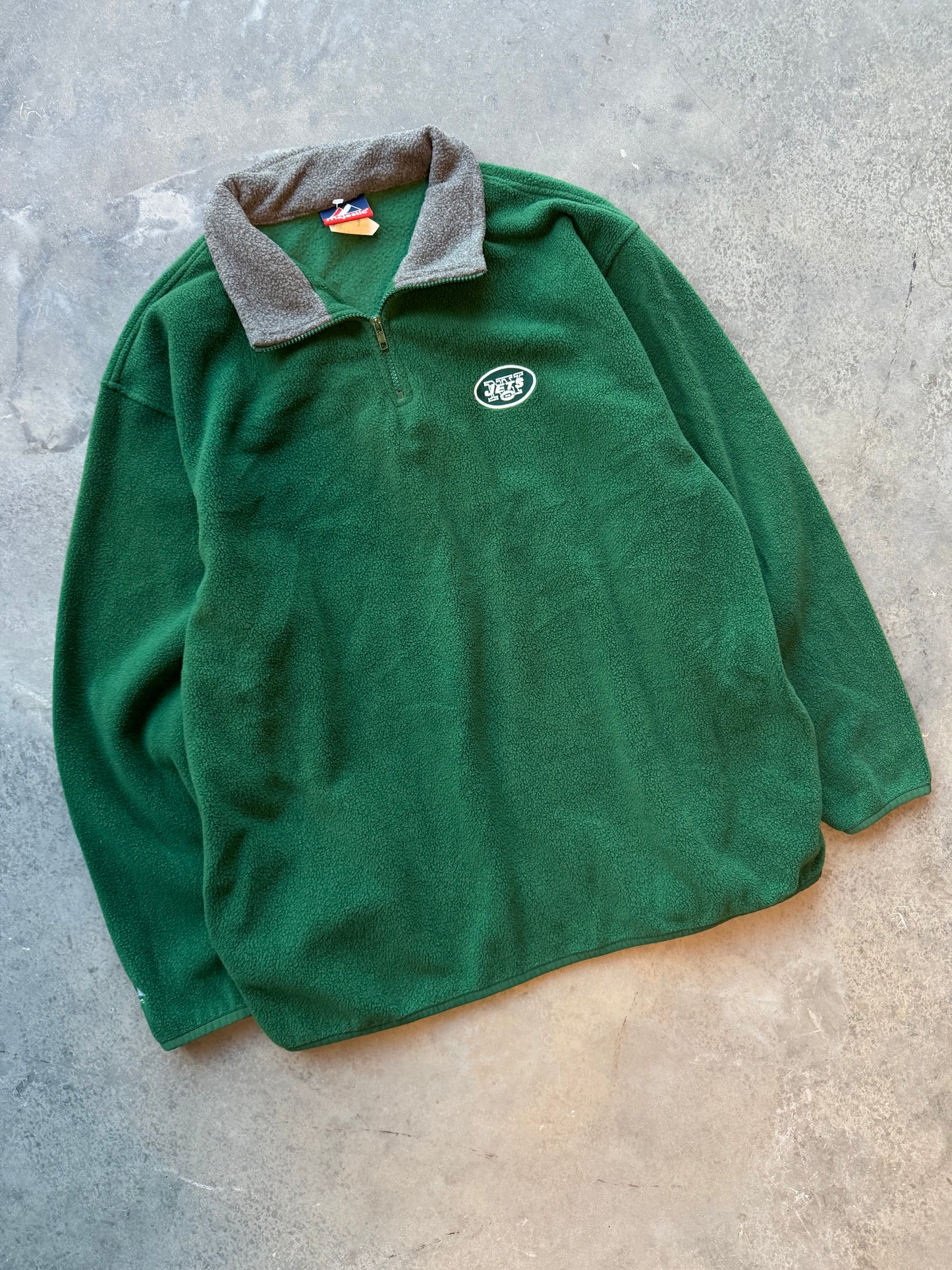 00’s New York Jets Vintage Green Majestic Fleece NFL Half Zip Pullover (XL)