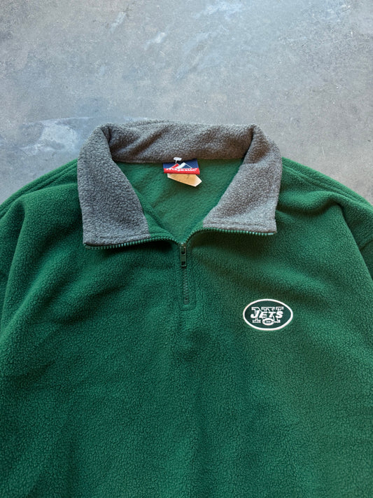 00’s New York Jets Vintage Green Majestic Fleece NFL Half Zip Pullover (XL)