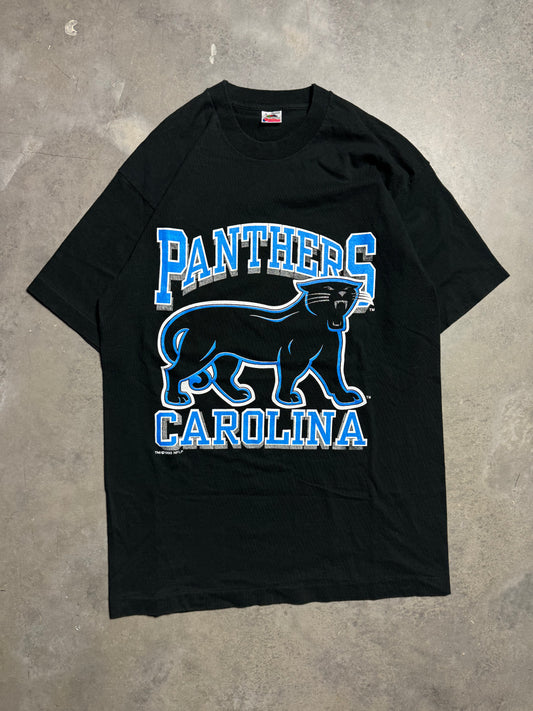 1993 Carolina Panthers Vintage Black Full Cat Alternate Logo NFL Tee (Large)