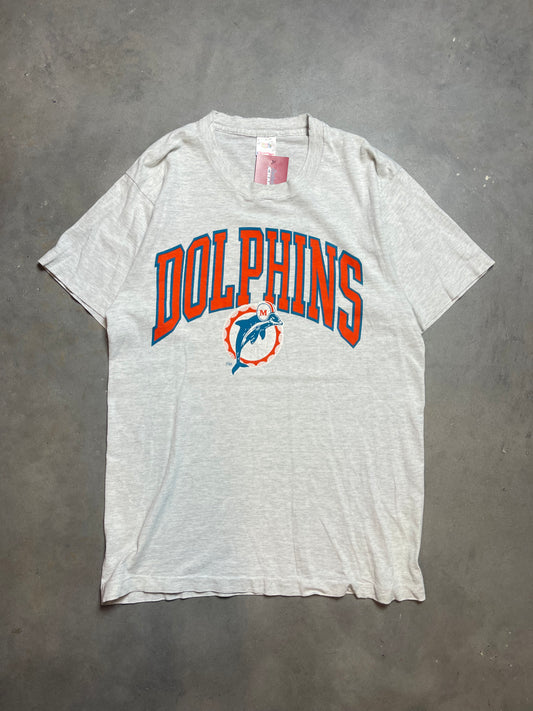 90s Miami Dolphins Arch Spellout Logo Vintage NFL Tee (XL)