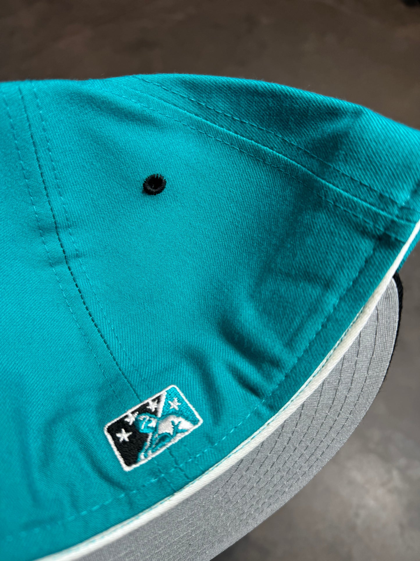 90’s Rancho Cucamonga Quakes Vintage Teal Minor League Baseball Wool New Era Fitted Hat (7 1/2)