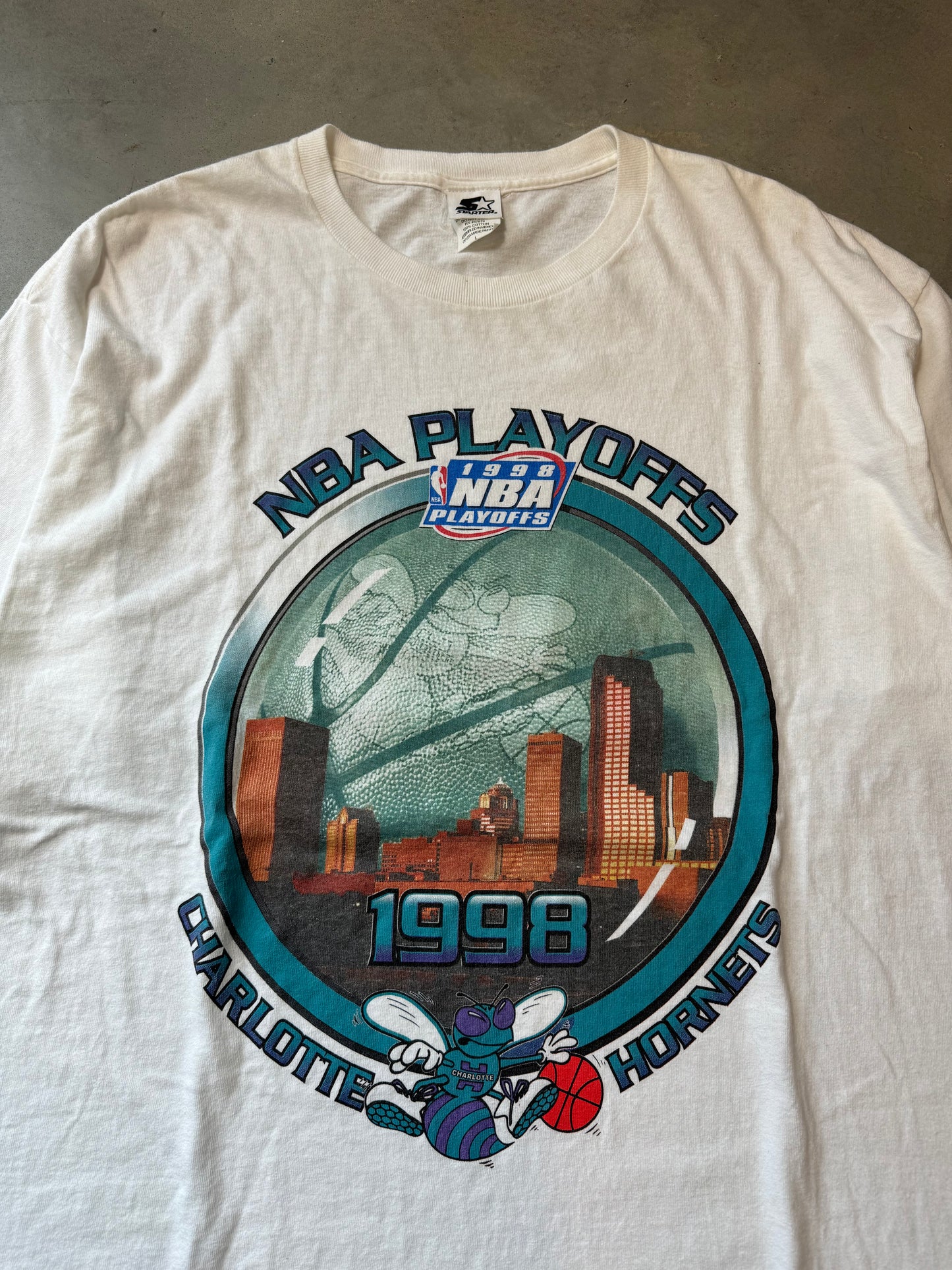 1998 Charlotte Hornets Vintage NBA Playoffs Starter NBA Tee (XL)