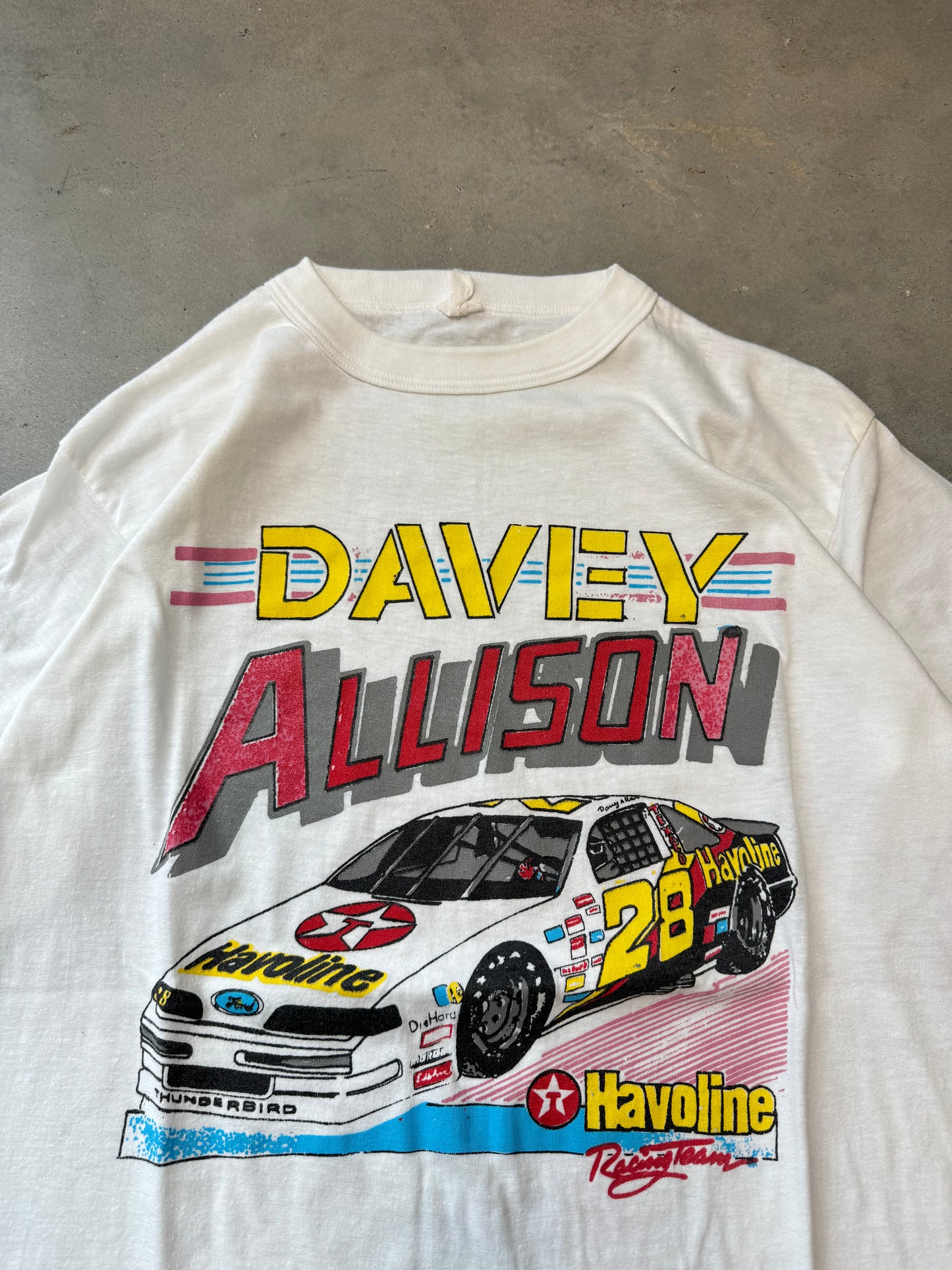 90’s Davey Allison Vintage Havoline Texaco NASCAR Racing Tee (Medium)