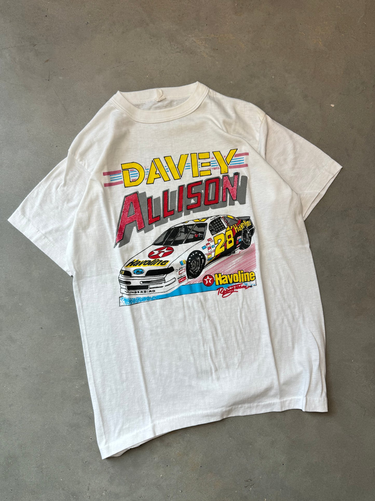 90’s Davey Allison Vintage Havoline Texaco NASCAR Racing Tee (Medium)