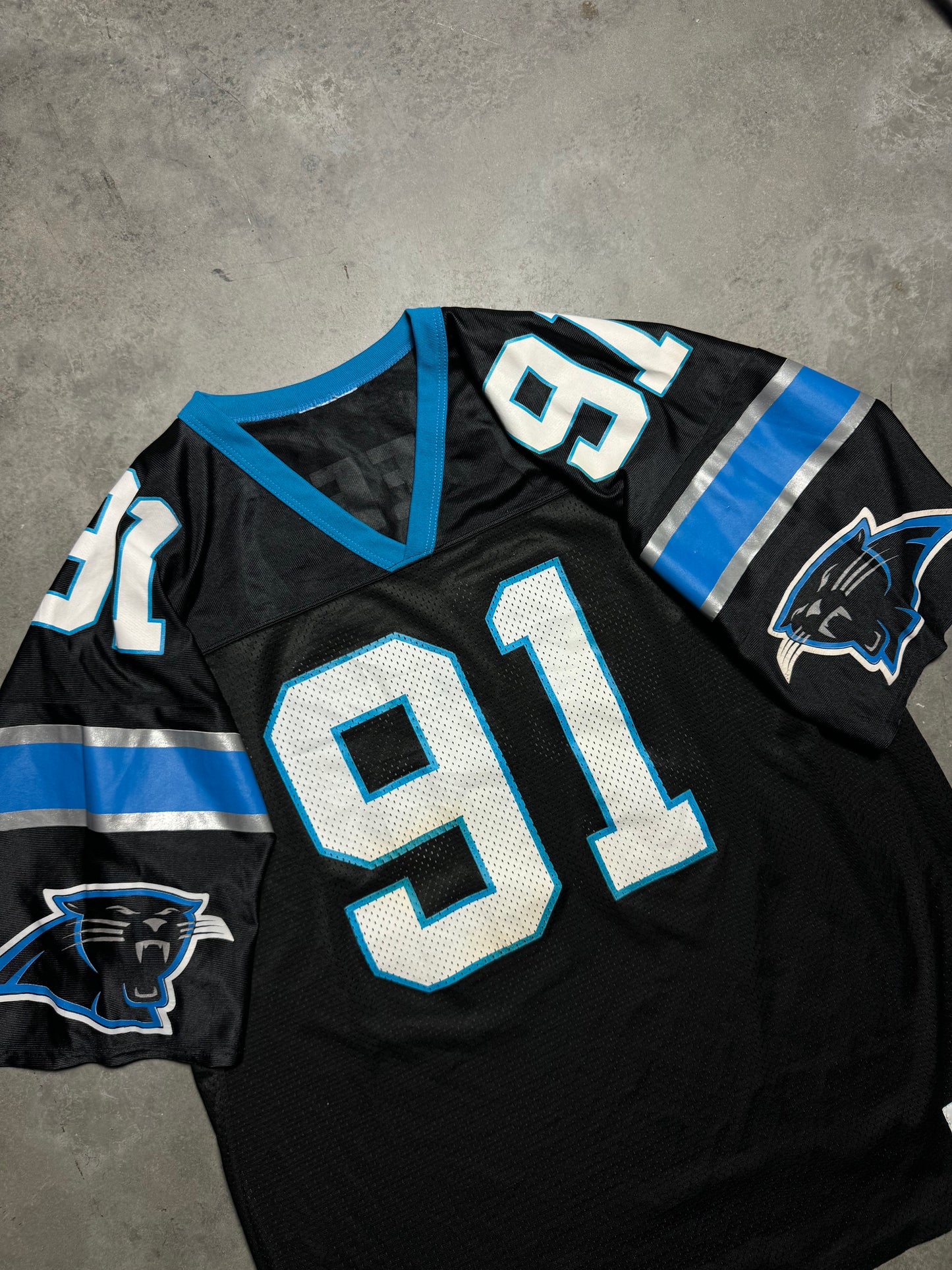 90’s Carolina Panthers Kevin Greene Vintage Black Logo Athletic NFL Jersey (XL)