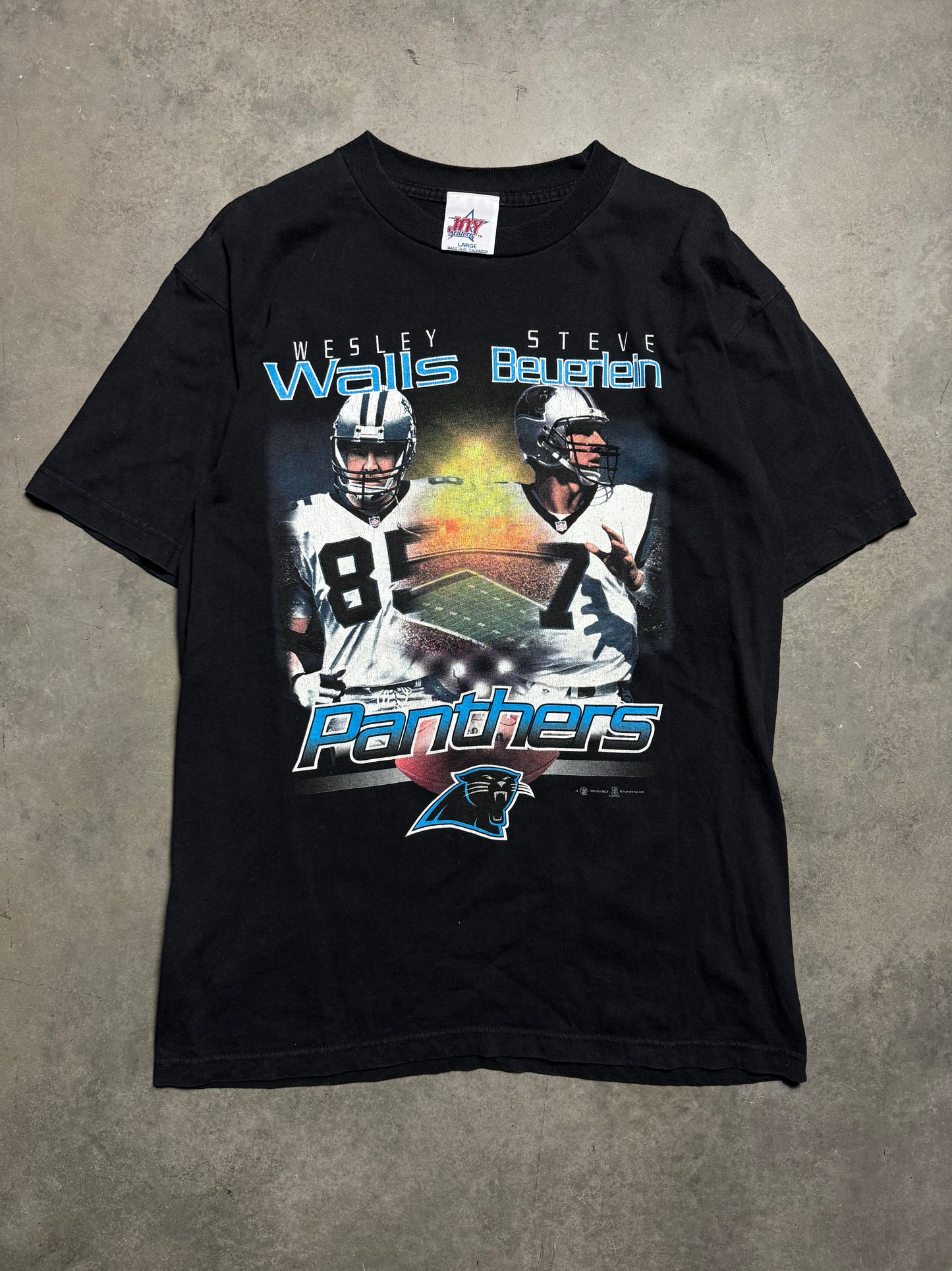 2000 Carolina Panthers Wesley Walls Steve Beuerlein Vintage NFL Players Tee (Large)