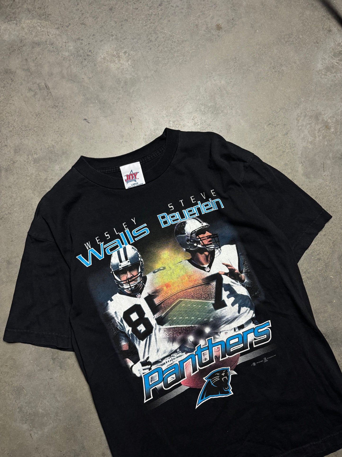 2000 Carolina Panthers Wesley Walls Steve Beuerlein Vintage NFL Players Tee (Large)