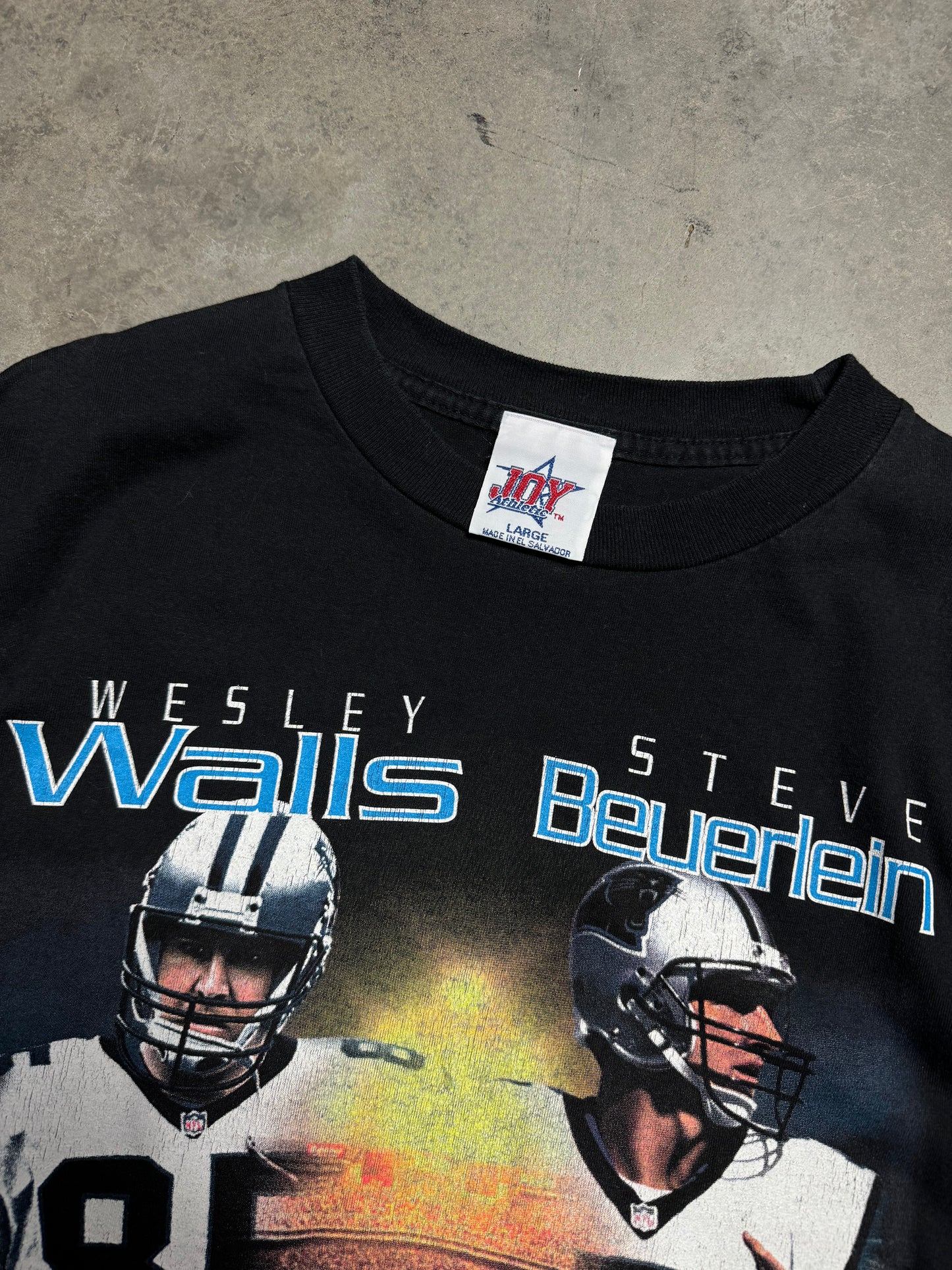 2000 Carolina Panthers Wesley Walls Steve Beuerlein Vintage NFL Players Tee (Large)