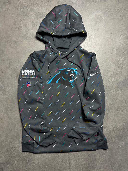 2021 Carolina Panthers Nike Crucial Catch Intercept Cancer Sideline NFL Hoodie (Women’s Large)