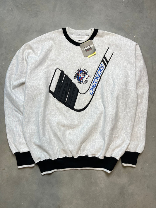 90’s Charlotte Checkers Vintage Legends ECHL Hockey Embroidered Crewneck - Deadstock (XXL)