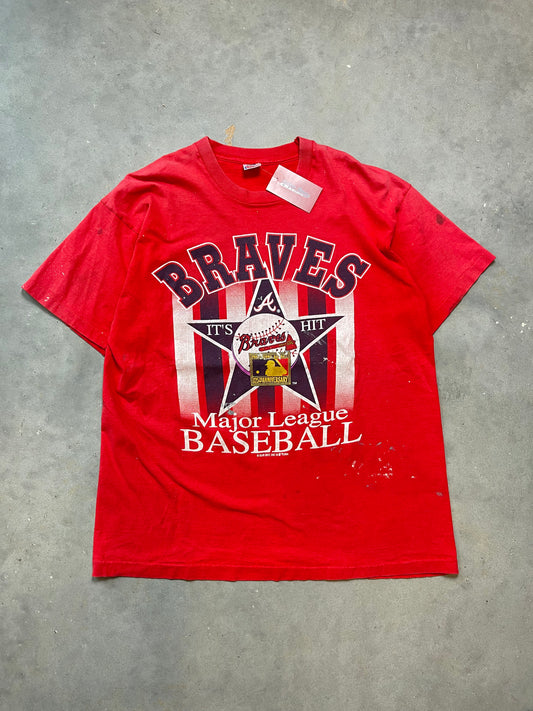 1994 Atlanta Braves Vintage “It’s A Hit” 125th Anniversary Painter MLB Tee (XL)