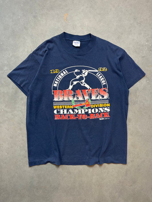 1992 Atlanta Braves Western Division Champions Vintage MLB Tee (XL)