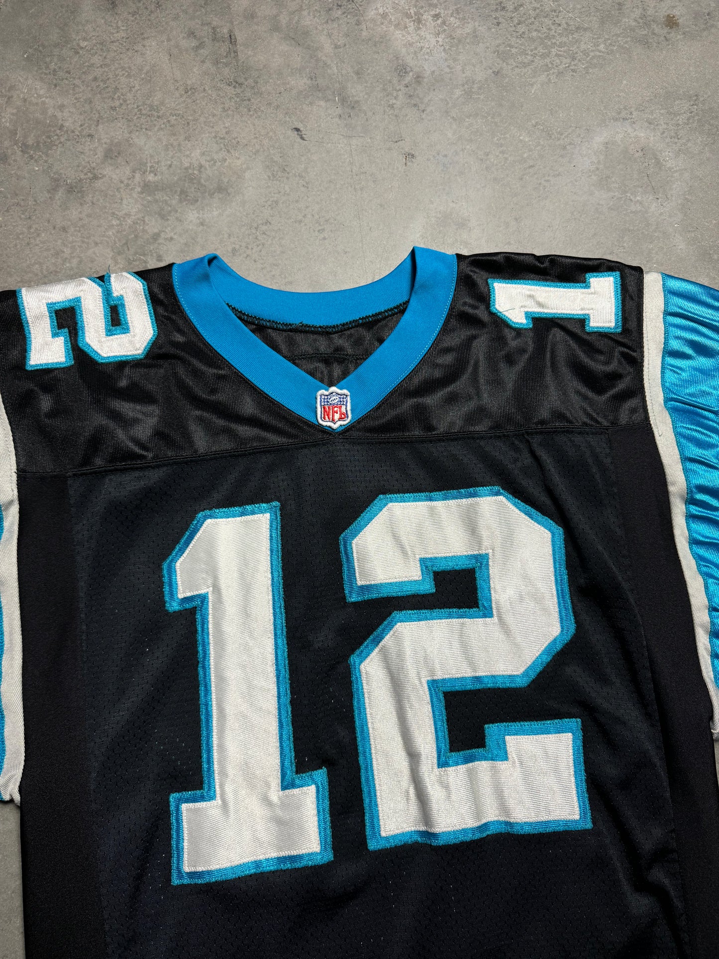 1996 Carolina Panthers Kerry Collins Vintage Black Wilson Stitched On Field Authentic NFL Jersey (44/Large)
