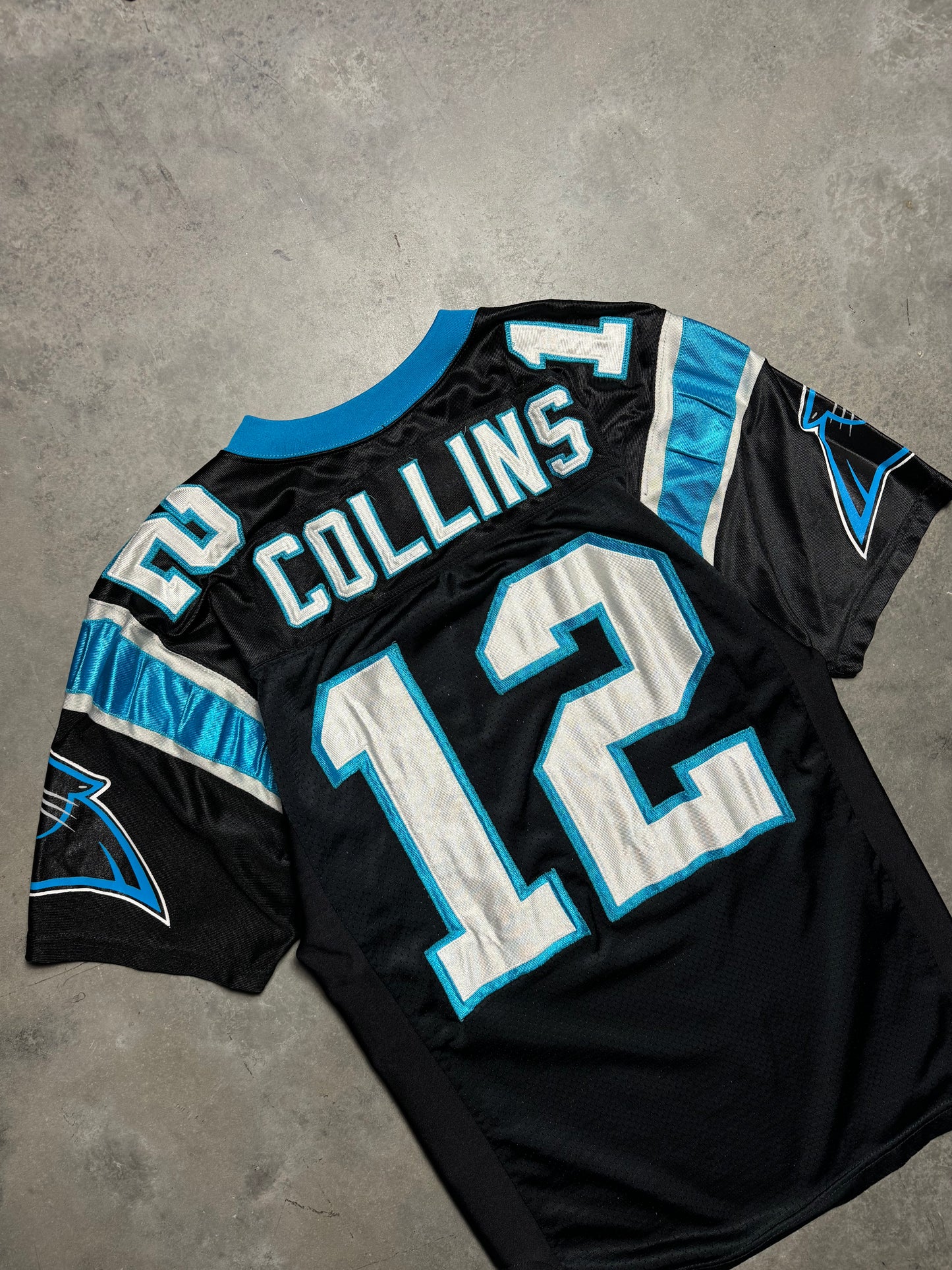 1996 Carolina Panthers Kerry Collins Vintage Black Wilson Stitched On Field Authentic NFL Jersey (44/Large)