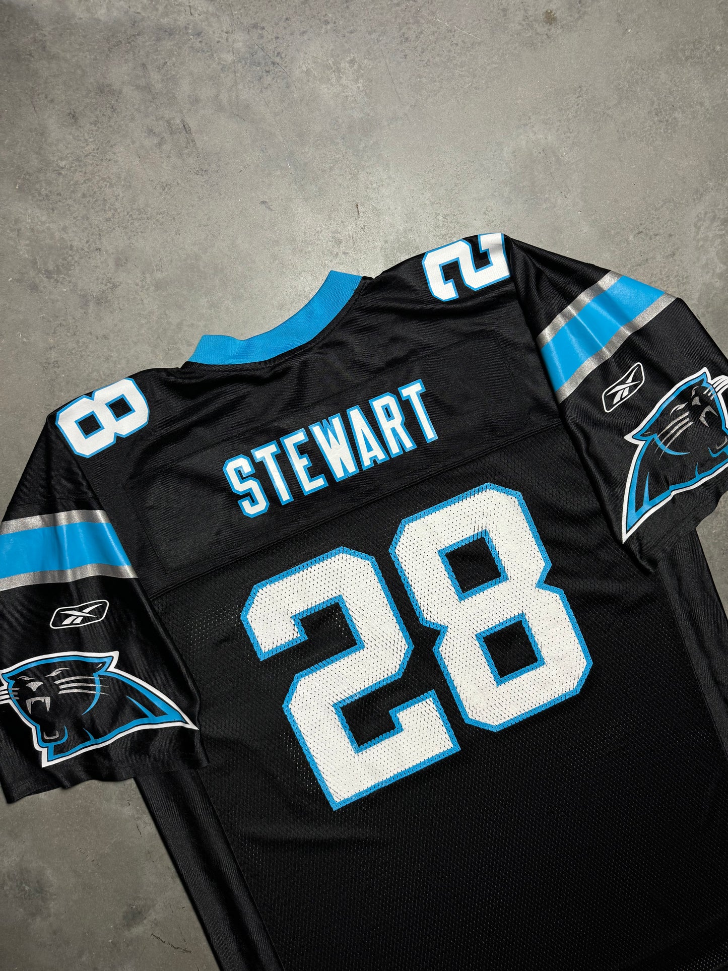 00’s Carolina Panthers Jonathan Stewart Vintage Black Reebok NFL Jersey (XL)