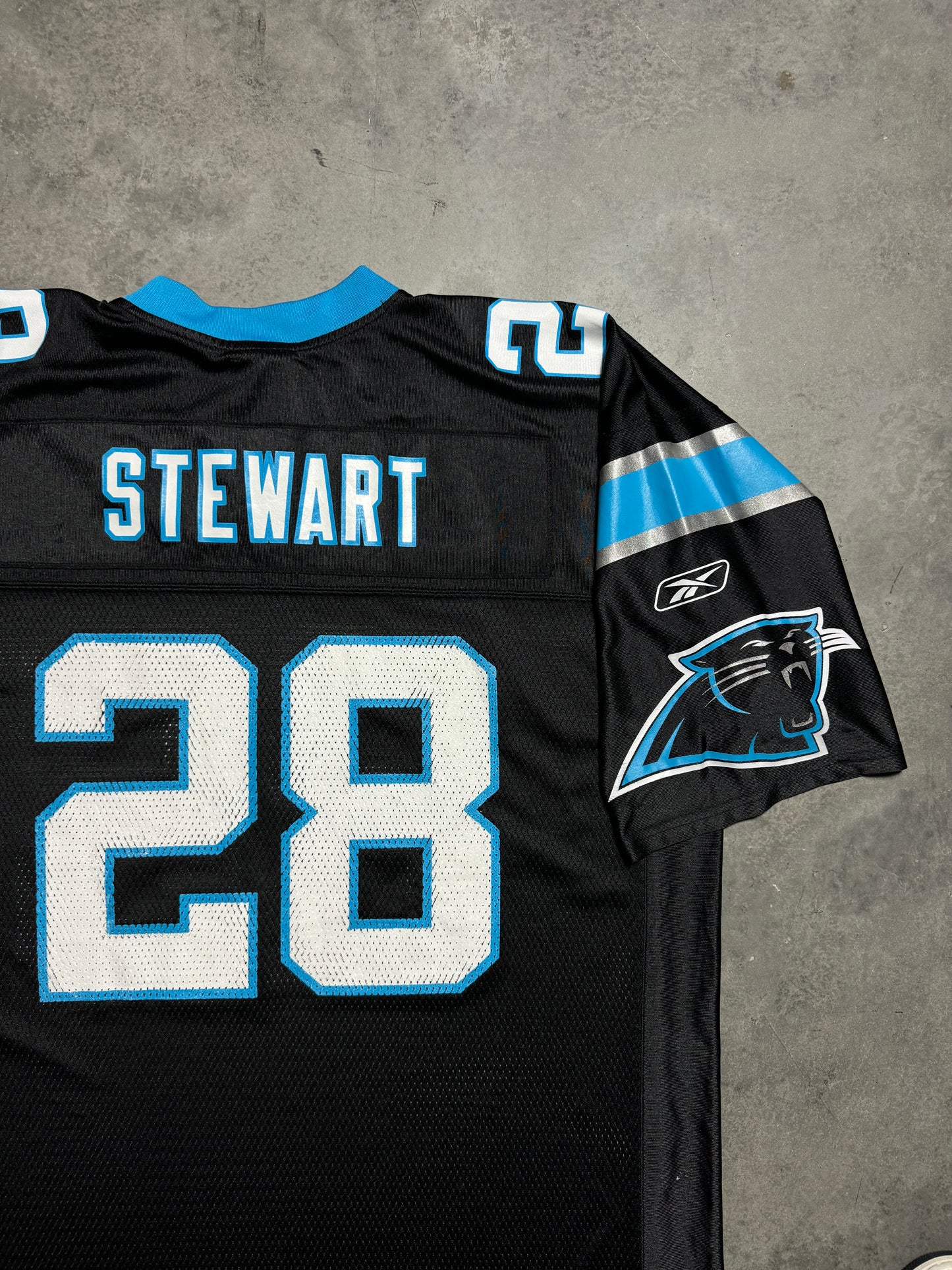 00’s Carolina Panthers Jonathan Stewart Vintage Black Reebok NFL Jersey (XL)