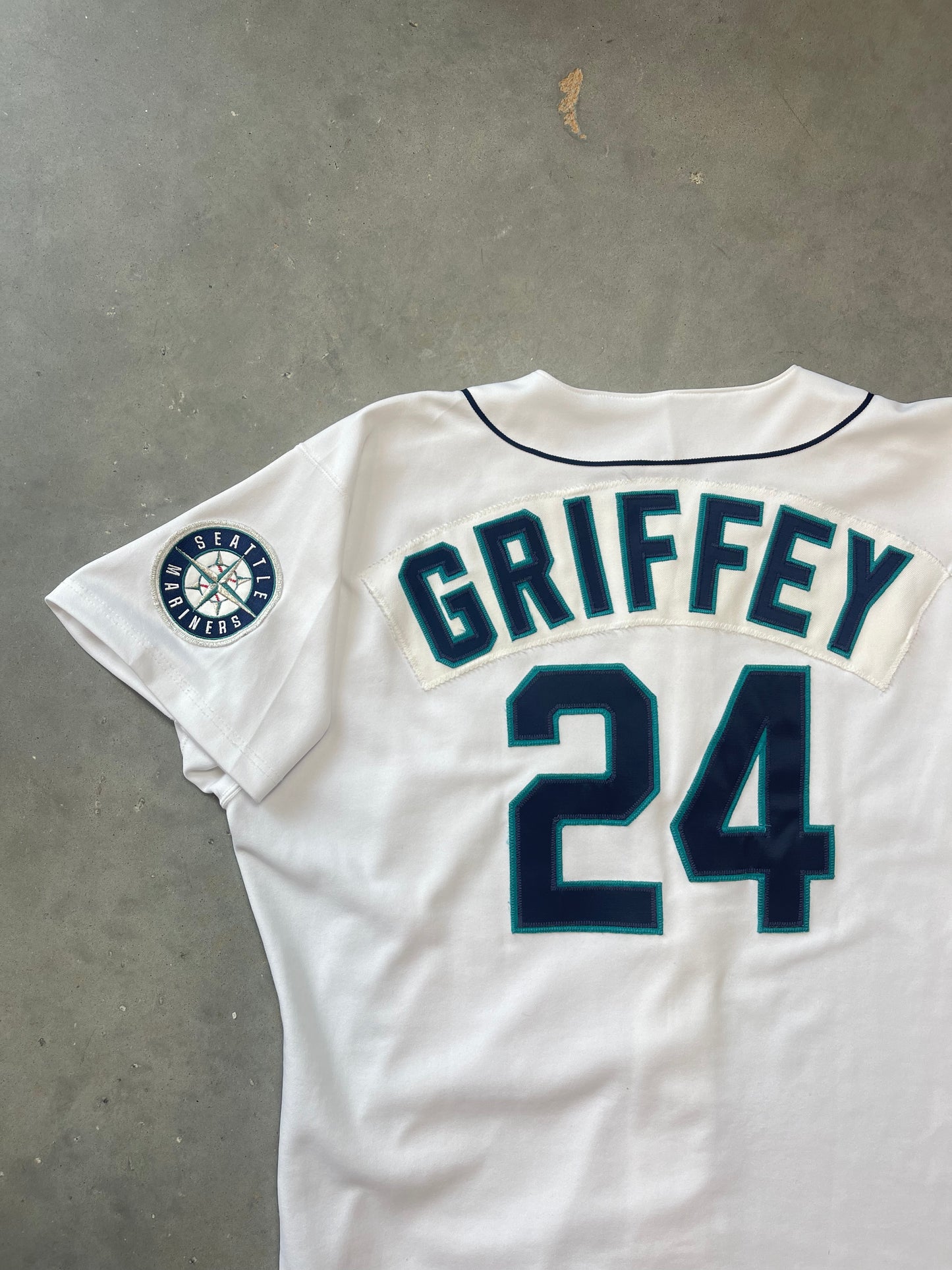 1994 Seattle Mariners Ken Griffey Jr 125th Anniversary Patch Vintage Russell Athletic Authentic MLB Jersey (48/XL)