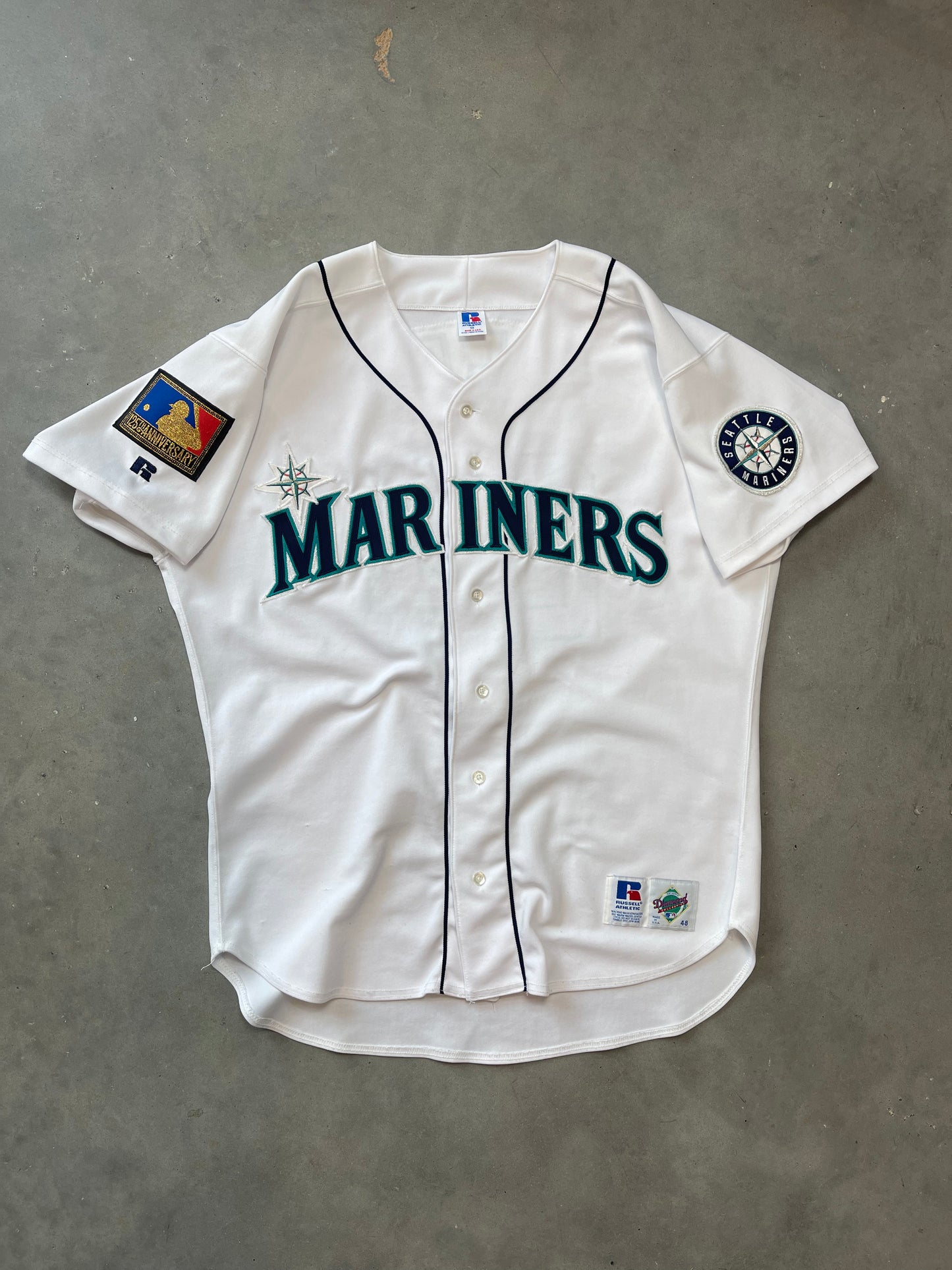 1994 Seattle Mariners Ken Griffey Jr 125th Anniversary Patch Vintage Russell Athletic Authentic MLB Jersey (48/XL)