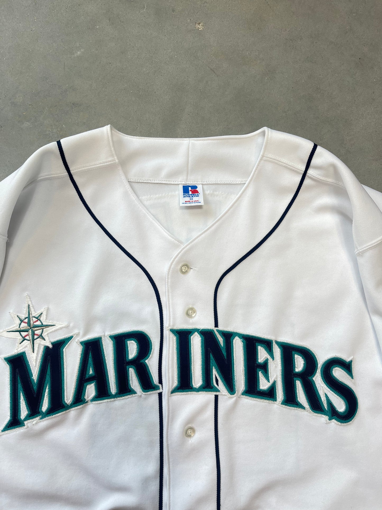 1994 Seattle Mariners Ken Griffey Jr 125th Anniversary Patch Vintage Russell Athletic Authentic MLB Jersey (48/XL)