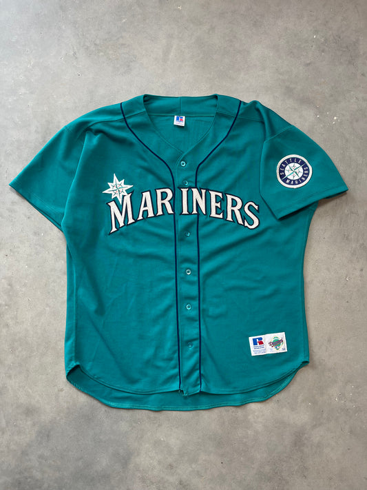 90’s Seattle Mariners Ken Griffey Jr Vintage Russell Athletic Teal MLB Authentic Jersey (52/XXL)