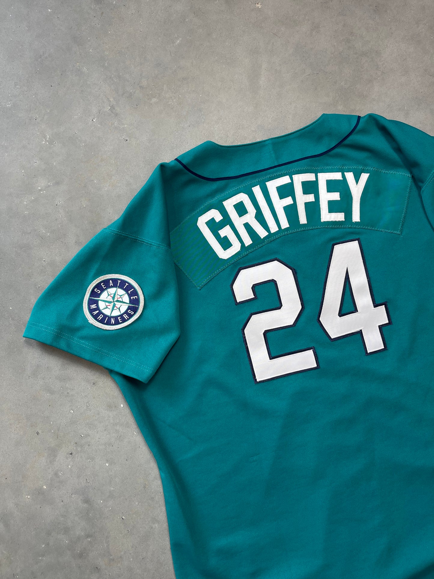 90’s Seattle Mariners Ken Griffey Jr Vintage Russell Athletic Teal MLB Authentic Jersey (52/XXL)