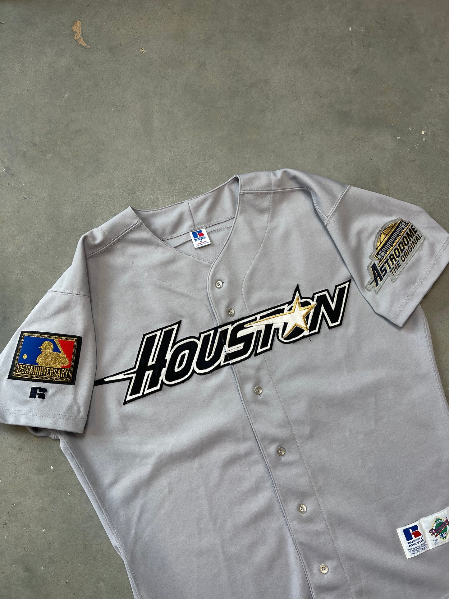 1994 Houston Astros Jeff Bagwell 125th Anniversary + Astrodome Patch Russell Athletic Authentic MLB Jersey (48/XL)