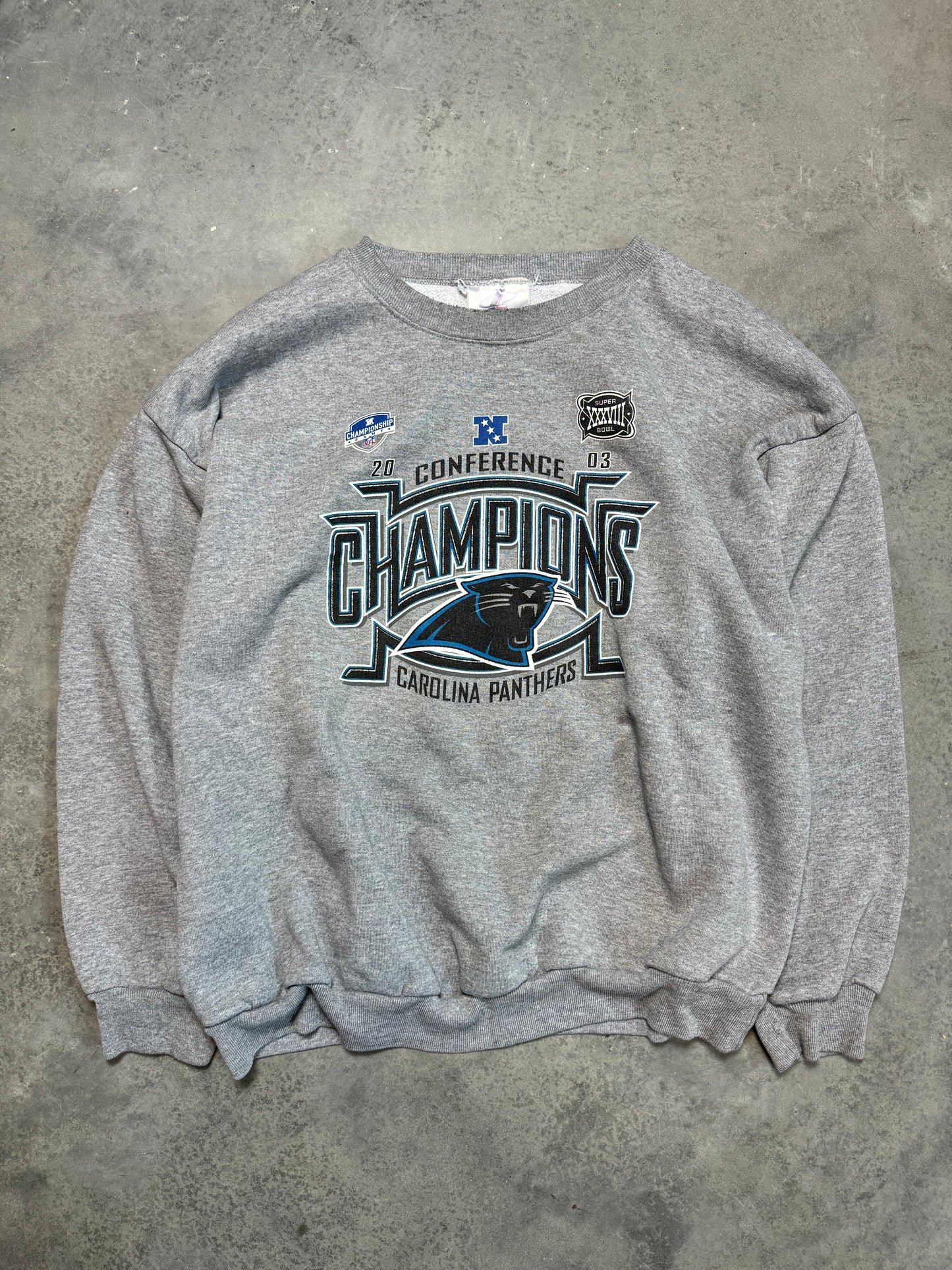 2003 Carolina Panthers Vintage Logo Athletic NFC Champions NFL Crewneck (XL)