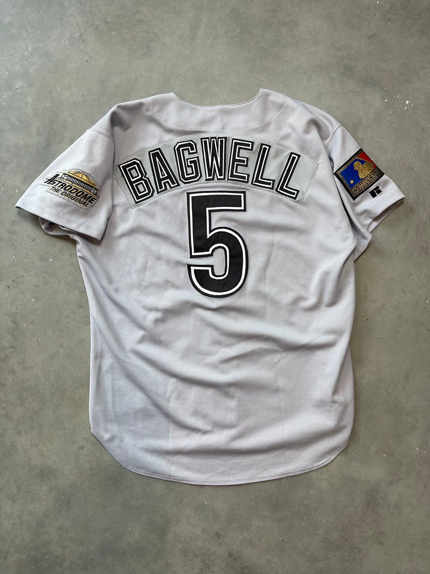 1994 Houston Astros Jeff Bagwell 125th Anniversary + Astrodome Patch Russell Athletic Authentic MLB Jersey (48/XL)