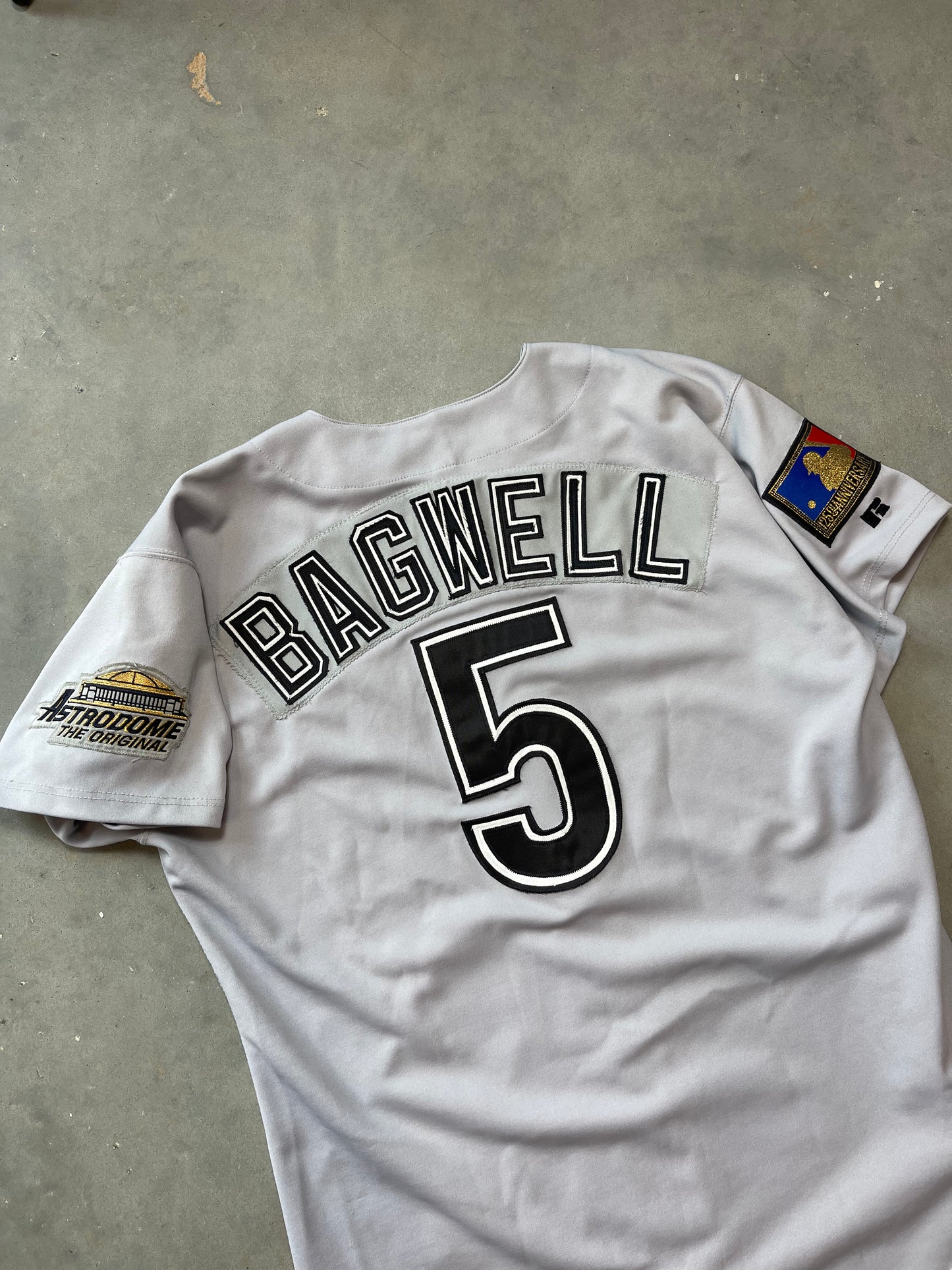 1994 Houston Astros Jeff Bagwell 125th Anniversary + Astrodome Patch Russell Athletic Authentic MLB Jersey (48/XL)