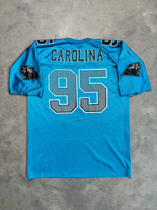 1995 Carolina Panthers Inaugural Season Vintage Blue Logo Athletic NFL Jersey (Large)