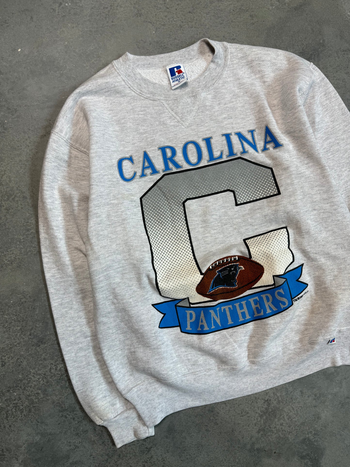 1993 Carolina Panthers Vintage Russell Athletic Big Logo NFL Crewneck (Medium)