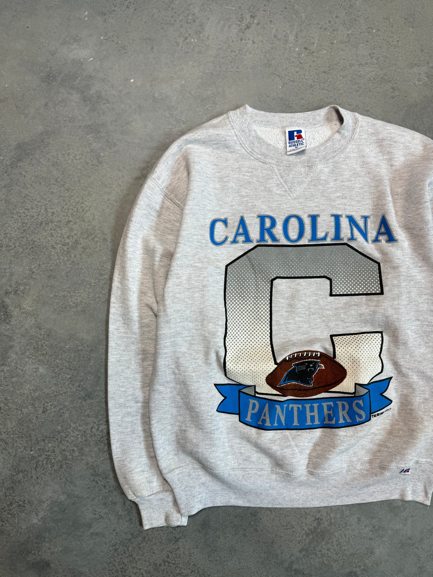 1993 Carolina Panthers Vintage Russell Athletic Big Logo NFL Crewneck (Medium)