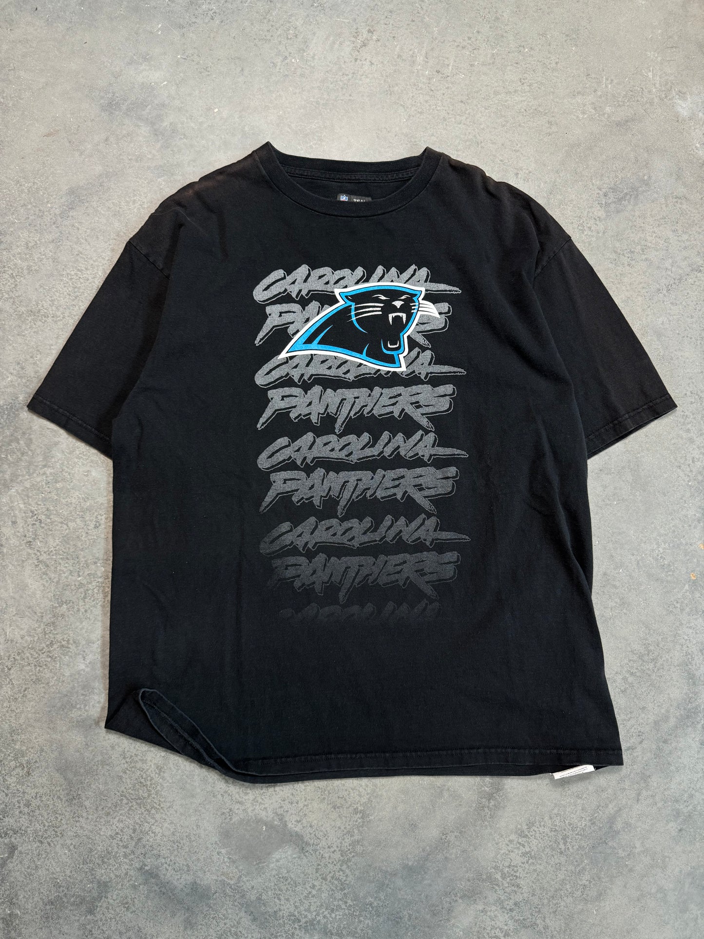 00’s Carolina Panthers Vintage Reebok Cat Scratch Fade to Black NFL Tee (XL)