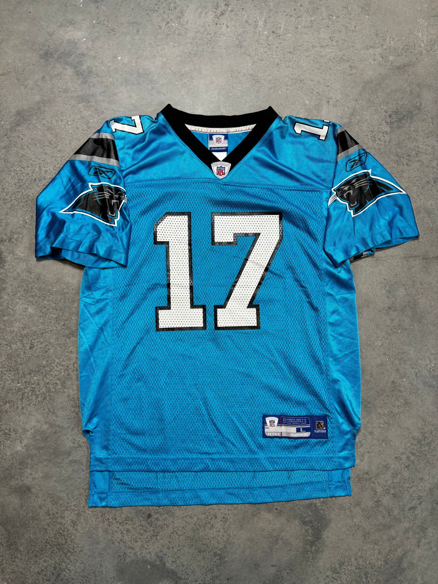 00’s Carolina Panthers Jake Delhomme Vintage Reebok Blue Alternate NFL Jersey (Youth Large)