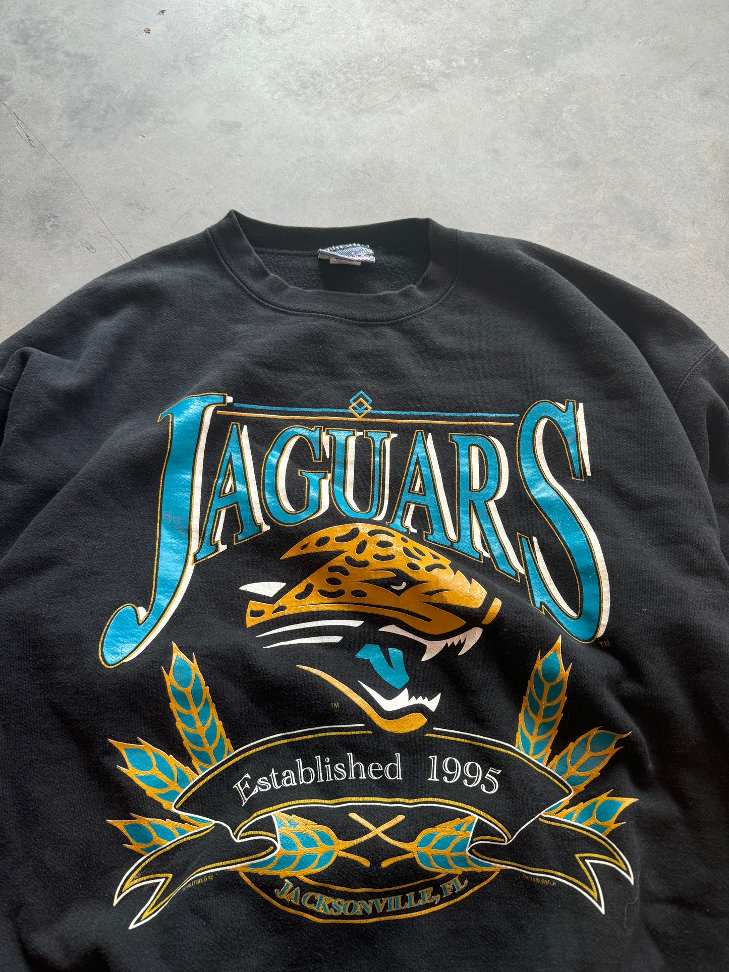 1995 Jacksonville Jaguars Vintage Lee Sport Heavyweight Double Sided NFL Crewneck (XL)