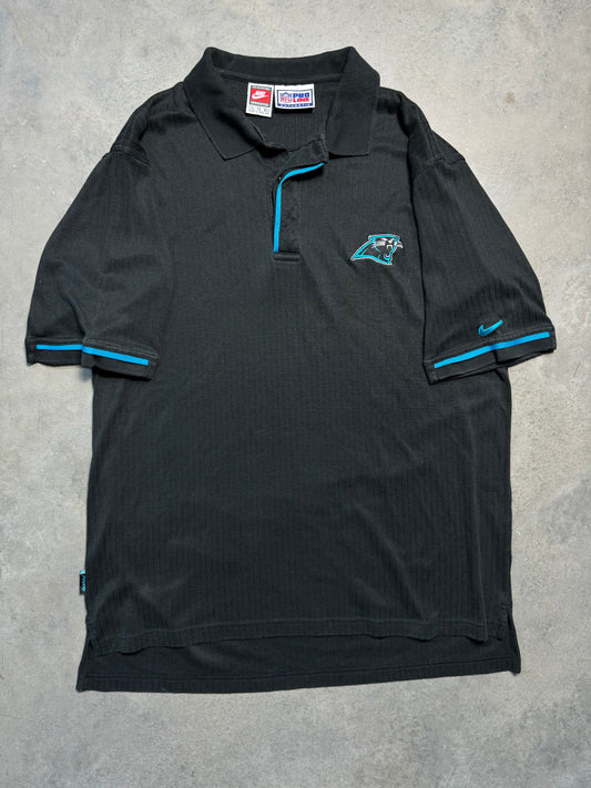 90’s Carolina Panthers Vintage Black Nike Team Sports NFL Collared Polo Shirt (XL)