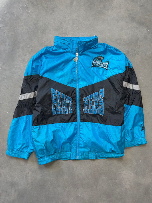 90s Carolina Panthers Full Zip Embroidered Windbreaker NFL Vintage Jacket (Small)