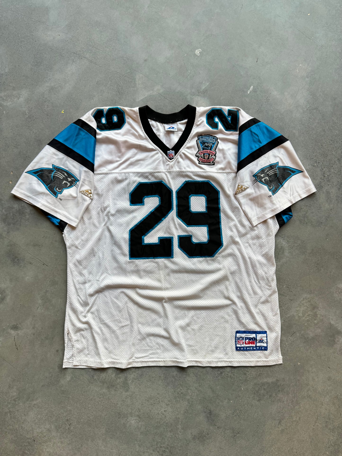 1995 Carolina Panthers Inaugural Season Patch White NFL Commemorative 29th Franchise Apex One Jersey (XXL)