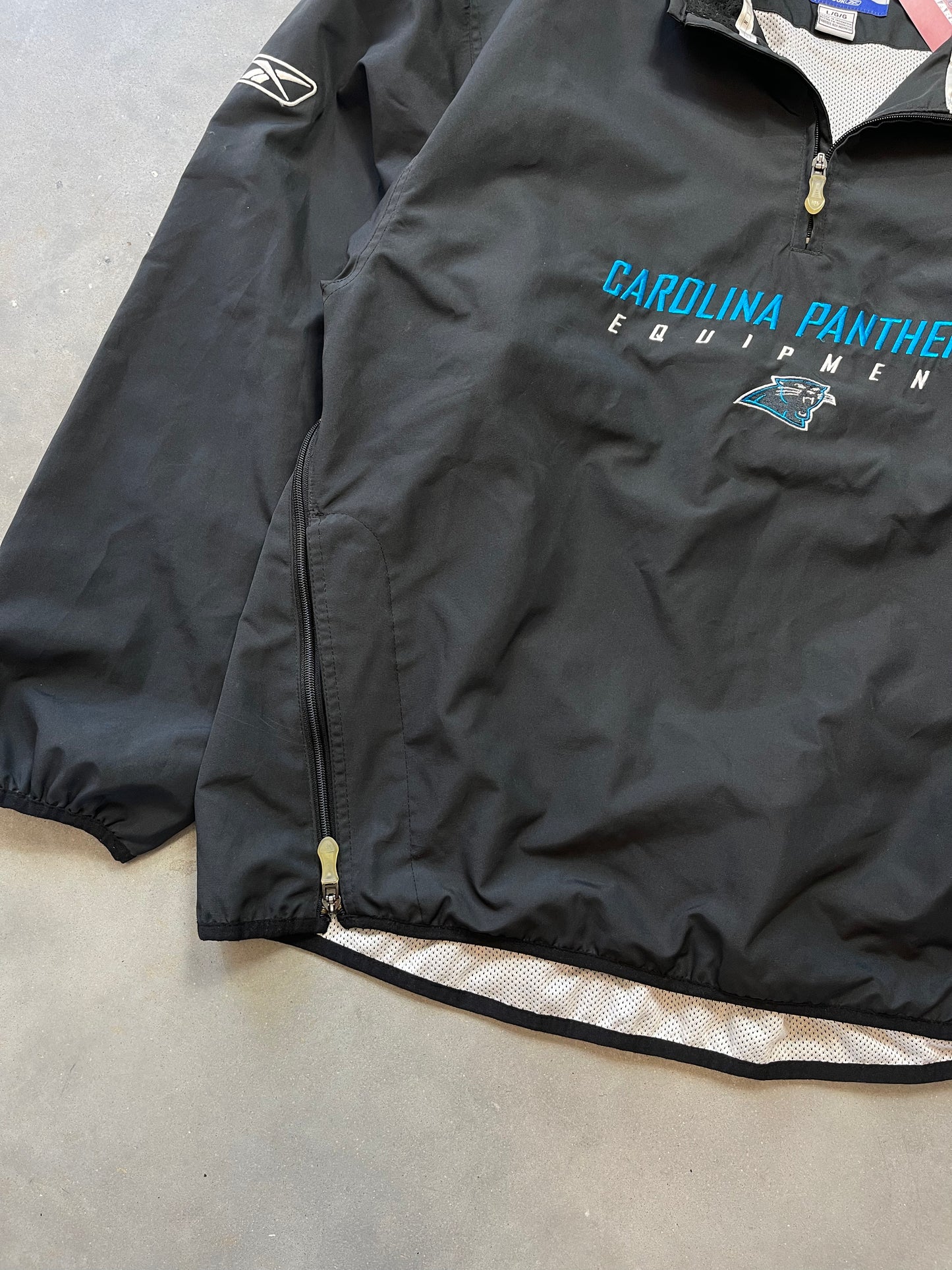 00's Carolina Panthers Reebok Half Zip Equipment NFL Pullover Jacket (Large)