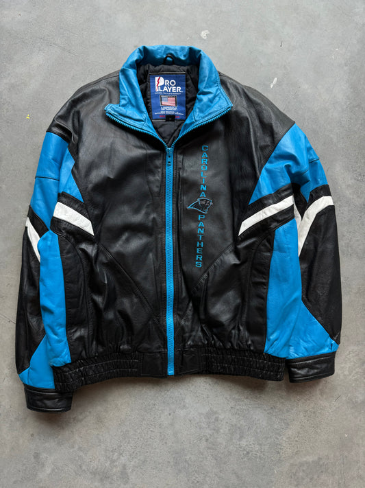 90’s Carolina Panthers Pro Player Vintage NFL Heavyweight Leather Jacket (XXL)