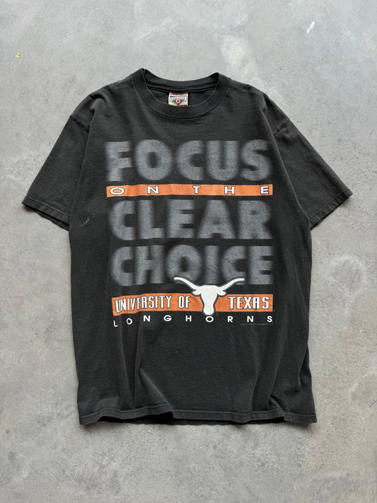 90’s Texas Longhorns Vintage “Focus on the Clear Choice” College Football Tee (Large)