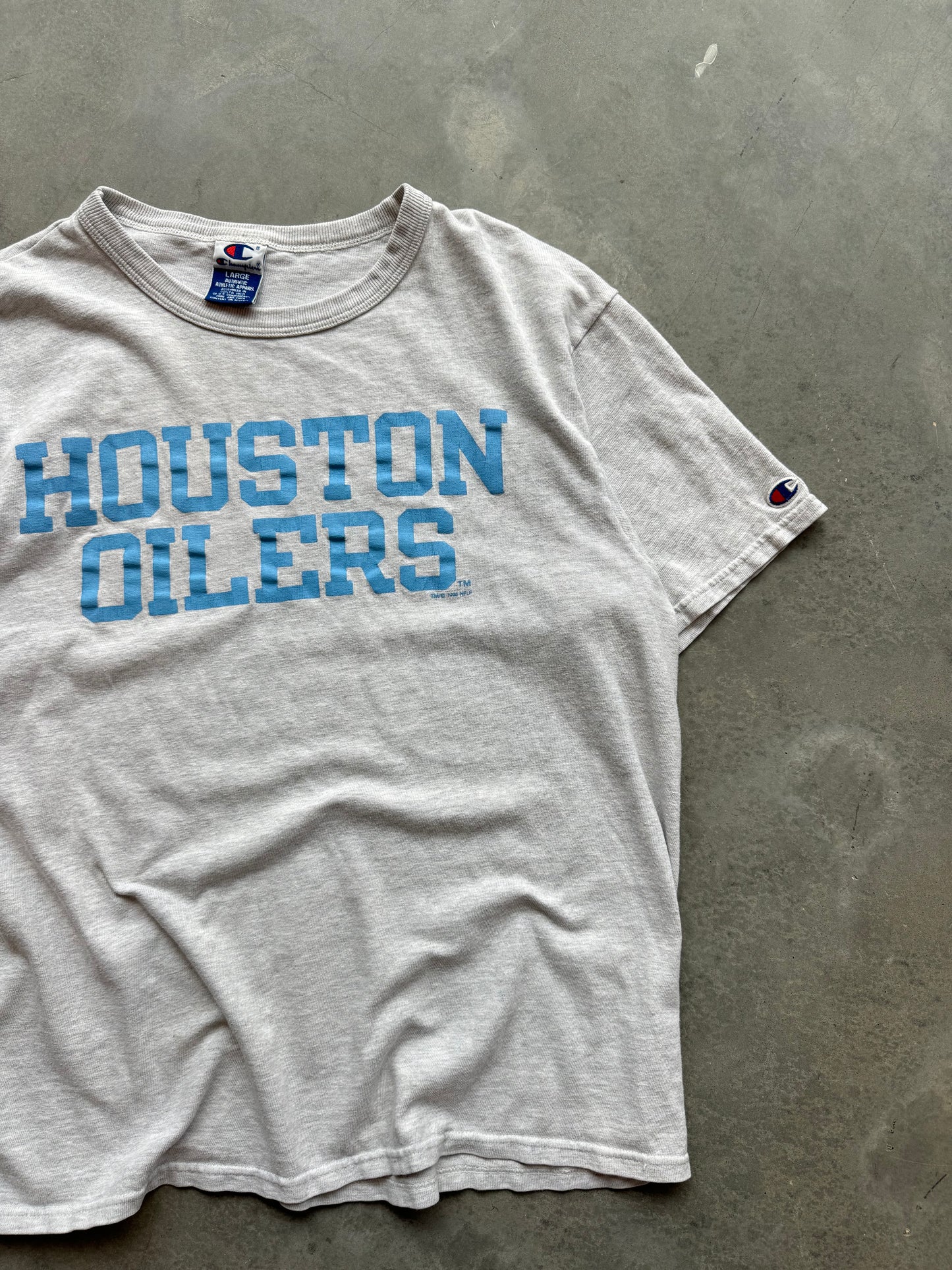 1996 Houston Oilers Vintage Champion Prace Style NFL Tee (Large)