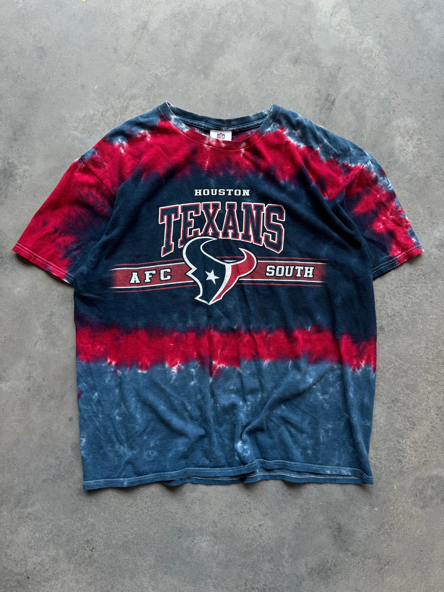 00’s Houston Texans Vintage AFC South Tie Dye NFL Tee (Large)