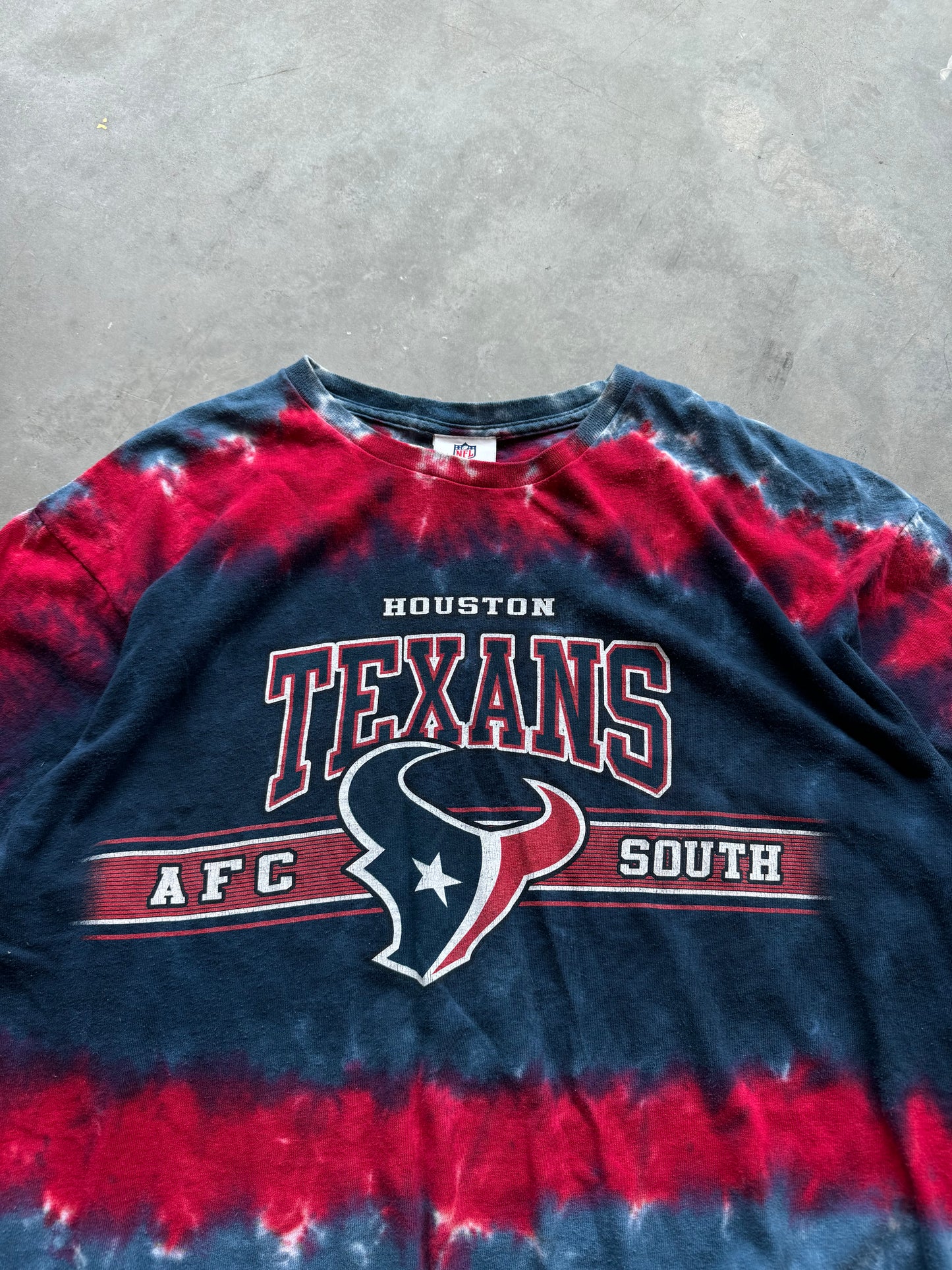 00’s Houston Texans Vintage AFC South Tie Dye NFL Tee (Large)